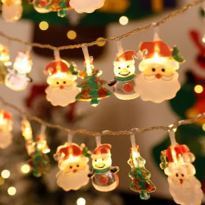 Dizoey Christmas Lights String Santa Claus Snowman Battery-operated Garland LED Christmas Decorative Light Party New Years Decor