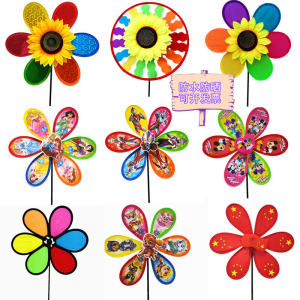New Childrens Handheld Large Windmill Toy Outdoor Decorative Colorful Plastic Sunflower Rotation Pedestal Stall Popular
