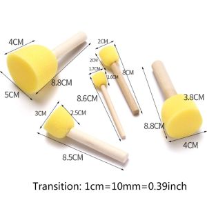 [DIY - PRINTING]  5PCs Wooden Handle Sponge Brushes Sponge Seal Painting Graffiti Tool Art Painting For Kids Baby Toys  儿童玩具 绘画工具