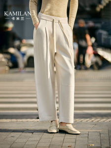 Kamilan High Waist Loose Straight Leg Elastic Waist Casual Pants Womens Autumn New Style Comfortable Loose Fit Trousers