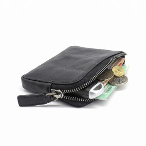 Japanese and Korean Vegetable Tanned Leather Short Coin Purse for Women Retro First Layer Cowhide Handmade Zipper Driving License Card Holder Coin Bag Men