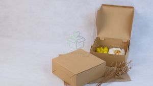 [25 PCS] Dus Nasi 18x18 Kraft Laminasi Bahan 310 GSM Kotak Nasi Katering Paper Lunch Box Dus Bolu Kue