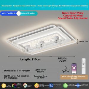 DENGGUANGYE | Fan Integrated Ceiling Light Shake-head Netless