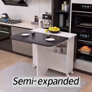 Family Rectangular Folding Table with Removable Dining Table on Wheels