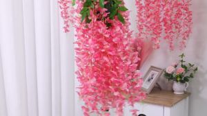 12PCS 110CM Artificial Silk Flower Garland Vine Wisteria Leaf Hanging Wedding Party Home Decor