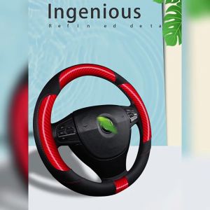 Car Wheel Cover Carbon Fiber Universal Leather Sport Type Steering Wheel Protector Suitable for Toyota Honda