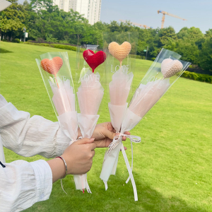 QIWEILANG | Heart Shaped Handmade Crochet Bouquet