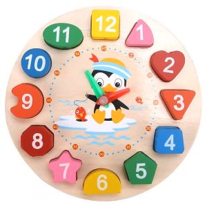 SK-M330 Mainan Edukasi Anak Puzzle Jam Kayu Motif Penguin Lucu / Puzzle Jam Dinding Mainan Kayu Belajar Angka dan Waktu / Balok Susun Bangun Ruang / Wooden Clock Game Import - Lazada