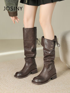 Josiny | Slimming Autumn New Style Stackable Heel Tall Boots Brown