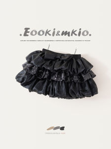 Shiny Sequin Fleece Lined Bloomer Skirt for Little Girls Puffy Cake Style Shorty Autumn Winter Childrens Clothing Polyester