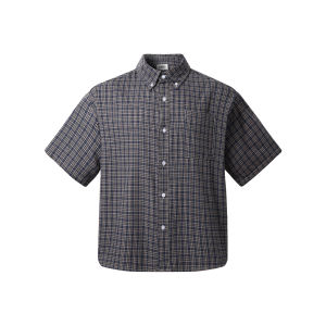 MADWITCH | American Retro Colorblock Plaid Short Sleeve Shirt