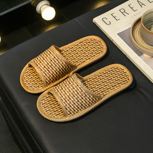 Linen Slippers Breathable Woven Grass Office Indoor Mens Anti-Slip Deodorant Spring Summer Autumn Winter Home Comfort Shoes