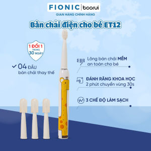 Bàn chải điện cho bé FIONIC ET12 với 3 chế độ đánh sạch răng chải tự động lông mềm không đau lợi từ 2 -13 tuổi