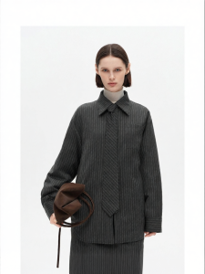White Duck Down Gray Striped Warm Outwear
