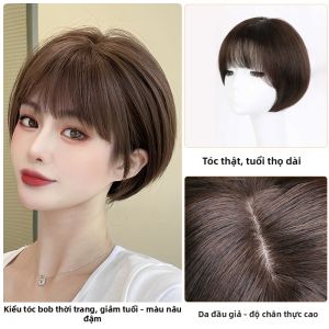 MENGSIQIAN | Tóc Giả Búi Ngắn Bông Xốp Cho Phụ Nữ Hói