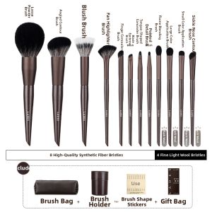 Lades | Nose Contour & Eyeshadow Makeup Brush Set 12 pcs