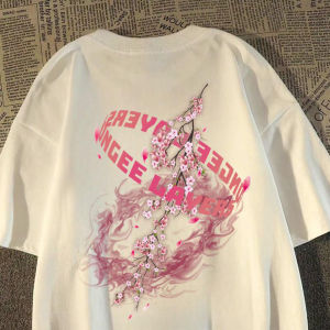 Áo Thun Cotton Nguyên Chất Cổ Tròn Tay Ngắn in Chữ Phong Cách Mỹ Mùa Hè Thường Ngày Rộng Rãi Đa Năng Thoáng Khí