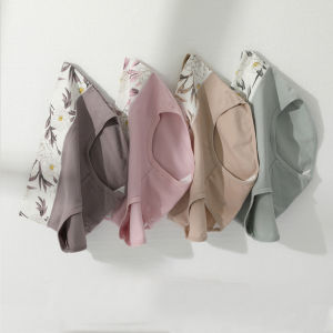 Pure Cotton Ladies Underwear Breathable Mid-Waist Triangle Shorts Cute Print Large Size Full Cotton Crotch Seamless Comfortable