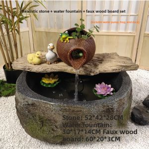 Chinese Style Resin Ceramic Fish Tank Outdoor Courtyard Decorative Ornament Ancient Method Fish Breeding Water Feature Landscape