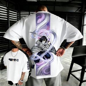 Bandai | Oversized Pure Cotton T-shirt Demon Slayer Iguro Obanai 2026 Summer New Product Anime Printed Casual Short Sleeved Top