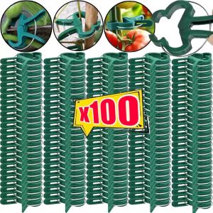 20-100Pcs Reusable Plant Support Clips Adjustable Plant Stem Clip for Vegetables Tomatoes Plants Vines Grow Upright Climbing Tool Garden Supplies