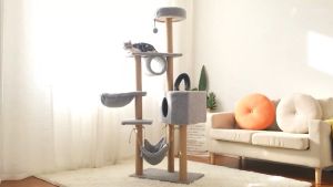 คอนโดแมว คอนโดแมวไม้ เสาลับเล็บแมวได้ สูง125cm/160cm ต บ้านแมว