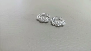 925 Flowers Sterling Silver Needle Earrings for Womens Wedding Fashion High Quality Jewelry Silver hoop earrings with flower design and small gemstones. Suitable for casual or formal wear.