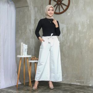 celana kulot jeans warna pinggang full karet celana kulot jeans terbaru