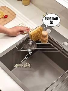 Multifunctional Stainless Steel Sink Caddy Faucet Mount Drain Storage Basket Hold Sponge Dishcloth Scrubber Kitchen Organizer Ra