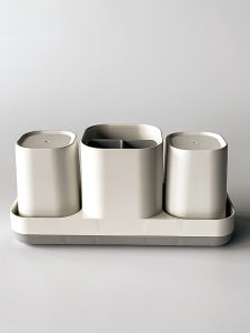 Unrounded Toothbrush Holder Shelf Toothbrush Cup Mouthwash Bathroom Storage Box Electric Toothbrush Holder Set Japanese Style