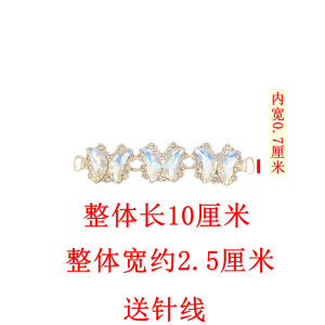 รองเท้าส้นเตี้ยแบบสวมสำหรับผู้หญิงพร้อมหัวเข็มขัดประดับลูกปัดอะคริลิกประดับหินประดับคริสตัลแบบเย็บมือ