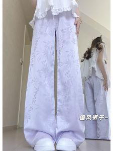High Waist Wide Leg Pants Womens Casual Pink New Chinese Style Summer Spring Autumn Fashionable Commute Polyester Spandex
