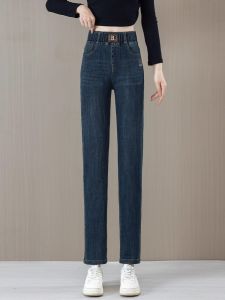 Harlan Womens Jeans Elastic Waist Slim Fit Bootcut Dad Pants High Waist Denim Spring Autumn Comfortable Breathable Casual