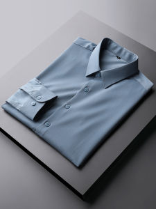 UBV | Wrinkle-Resistant Lustrous Thin Solid Color Business Casual Fitted Shirt