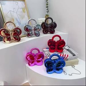 Golden Evening Bag Purses and Handbags Luxury Designer Shoulder Bags Funny Shape Party Wedding Round Acrylic Shiny Clutch Purse