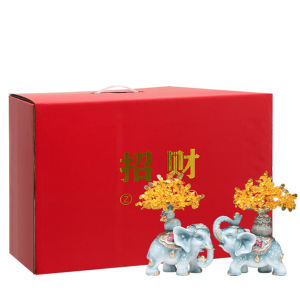Lucky Persimmon Wealth and Luck Elephant New Chinese Creative Decoration Living Room Entrance Elephant Ornaments a Pair of Home Decorations