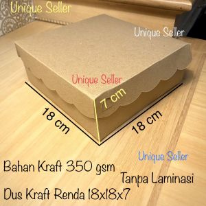 [Isi10] Dus Nasi R8 Uk 18x18x7 KRAFT RENDA 350 Gram / Dus Box Kotak Hampers 18x18 x 7 / Dus Box Kotak Kue Roti Hajatan R8 Uk 18 x 18 x 7 / Dus Box Kotak Nasi R8 Kraft Renda Uk 18x18x7