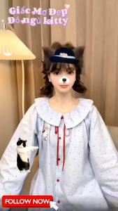 Bộ đồ mặc nhà pijama đồ ngủ nữ set thô đũi mềm mại phối cổ sen bèo cực xinh Pj15