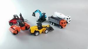 Bộ Mô Hình Hợp Kim Đúc Tỷ Lệ 1:80 HUINA - Bộ Đồ Chơi Xe Nâng Xe Xúc Lật Xe Đào Xe Trộn Bê Tông Quà Tặng Cho Trẻ Từ 4 Tuổi Trở Lên