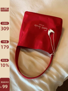 Neon Sweet Tote Bag Red Canvas For Commute Single Shoulder