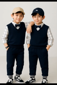 Dairoku M001 Polos navy setelan baju anak laki-laki 1 2 3 4 5 tahun style bayi cowok motif kotak