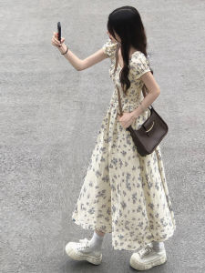 NIUVIES | Floral French Blue Slim Waist Dress