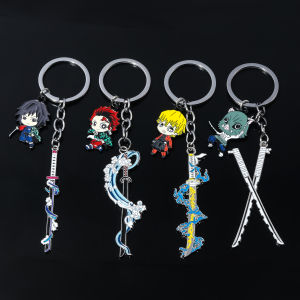 Hot Anime Demon Slayer Keychain Kamado Tanjirou Tomioka Giyuu Rengoku Kyoujurou Cosplay Metal Key Chains Fans Gift