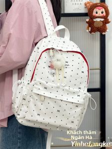 YINHEFANGKE | Cute Polka Dot Bowknot School Bag