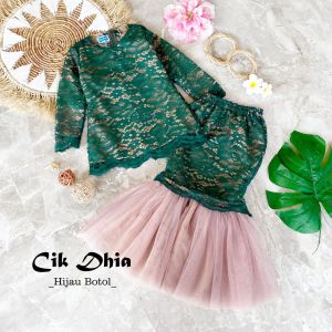 setelan anak perempuan cik dhia/setelan rok duyung/baju pesta anak