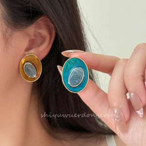 Earring Retro Adjustable Fashion Accessories Womens No Piercing Ear Cuff Oval Shape Color Block Design Mosquito Coil Tray