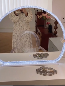 LED makeup mirror with three-level touch switch and adjustable smart fill-light vanity mirror