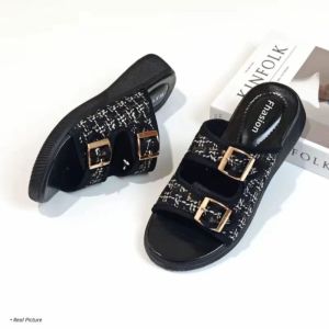 Sandal wedges wanita model gesper tampil trendy dan nyaman