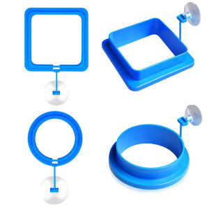 Aquarium Fish Feeding Ring Fish Tank Blue Floating Station Food Tray Feeder Prevent Food Dispersion Fish Pinch with Suction Cup