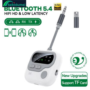 Kebidumei บลูทูธแบบหลายจุด5.4ตัวรับเครื่องส่งสัญญาณเสียง3.5มม. AUX TF เล่นการ์ดตัวรับสัญญาณ WiFi ลายเส้นคู่ HIFI LED พร้อมไมโครโฟน Displa